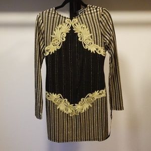 Royal embroidered striped mini dress